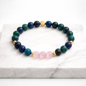 Natural Chrysocolla Pink Cat’s Eye Crystal Bracelet 8mm Gemstone Healing Jewelry